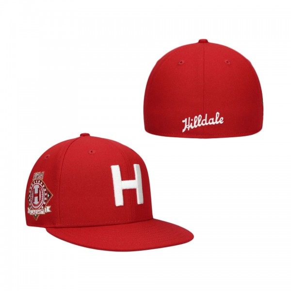 Men's Hilldale Club Rings & Crwns Maroon Team Fitted Hat