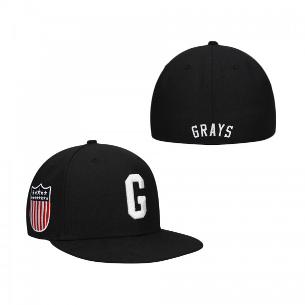 Men's Homestead Grays Rings & Crwns Black Team Fitted Hat