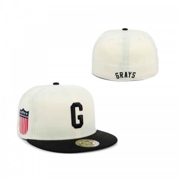 Men's Homestead Grays Rings & Crwns Cream Black Team Fitted Hat
