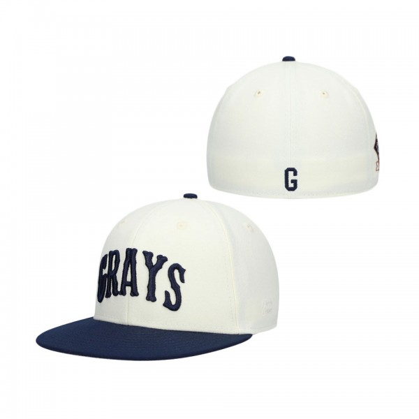 Men's Homestead Grays Rings & Crwns Cream Navy Team Fitted Hat