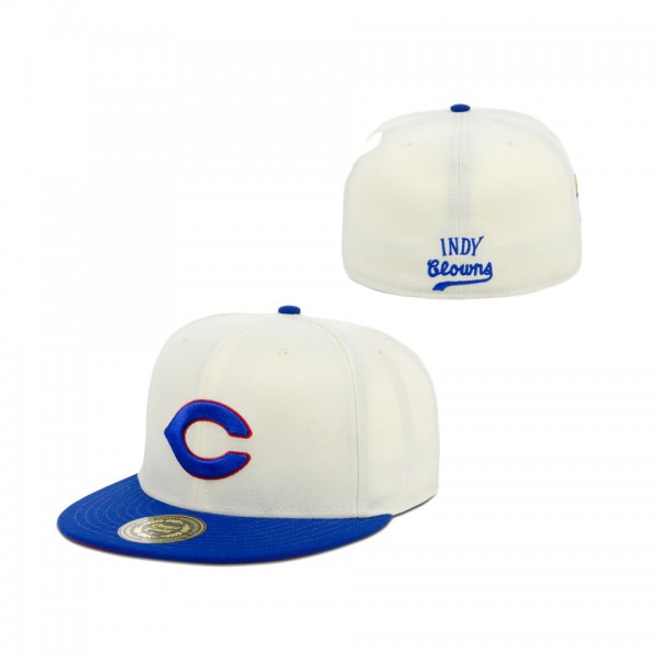 Men's Indianapolis Clowns Rings & Crwns Cream Royal Team Fitted Hat