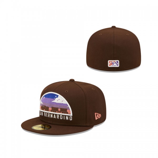 Men's Inland Empire 66ers New Era Brown Theme Night Team 59FIFTY Fitted Hat