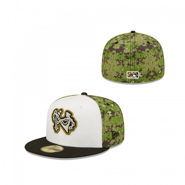 Men's Norfolk Tides New Era White Camo Theme Night 59FIFTY Fitted Hat