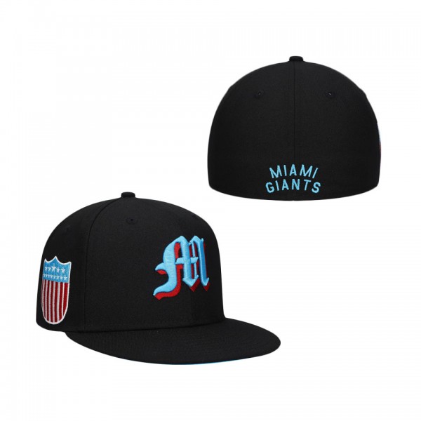 Men's Miami Giants Rings & Crwns Black Team Fitted Hat