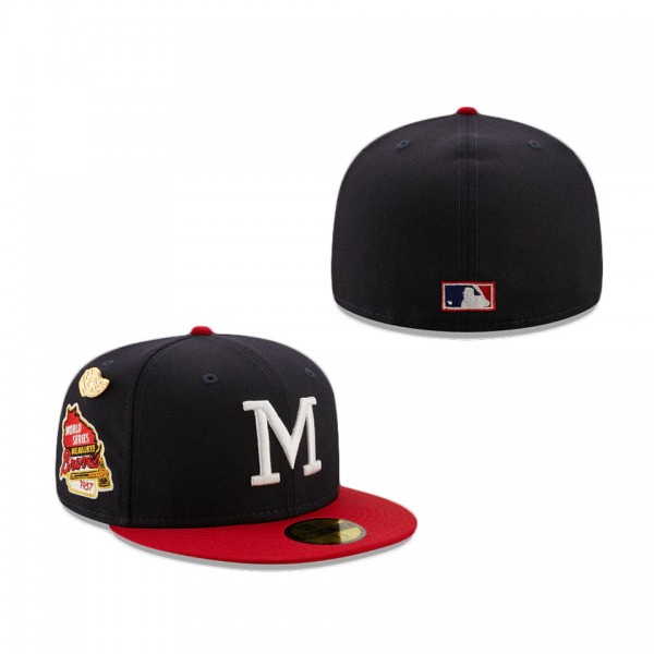 Milwaukee Braves 1957 Logo History 59FIFTY Fitted Hat