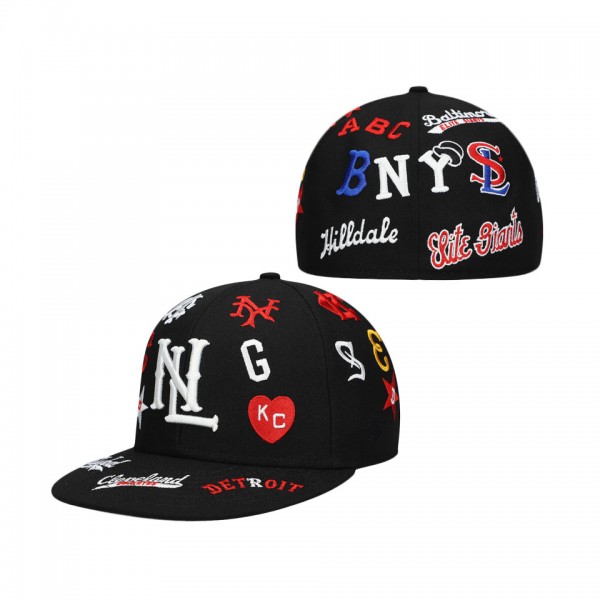 Men's Negro League Baseball Merchandise Rings & Crwns Black Team Fitted Hat