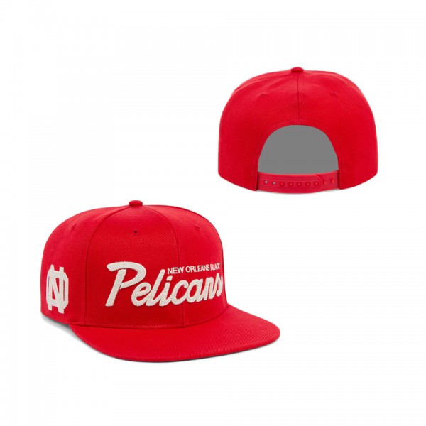Men's New Orleans Black Pelicans Rings & Crwns Red Snapback Hat