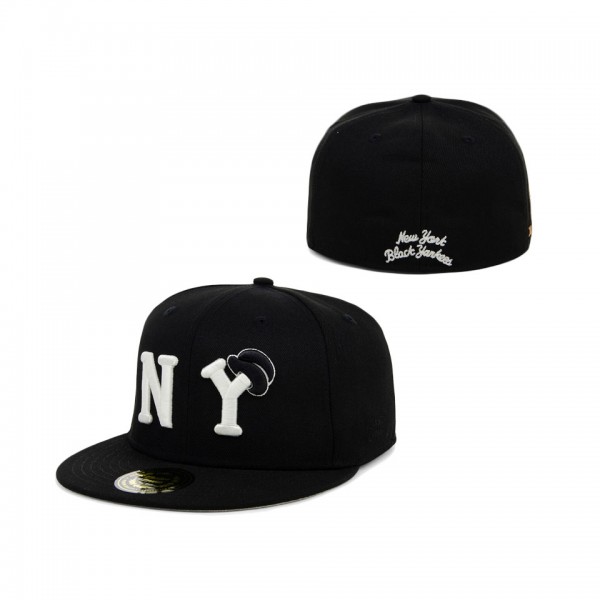 Men's New York Black Yankees Rings & Crwns Black Team Fitted Hat