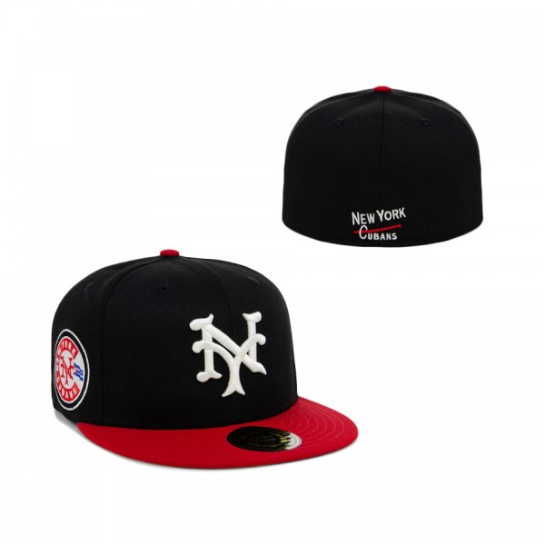 Men's New York Cubans Rings & Crwns Black Red Team Fitted Hat