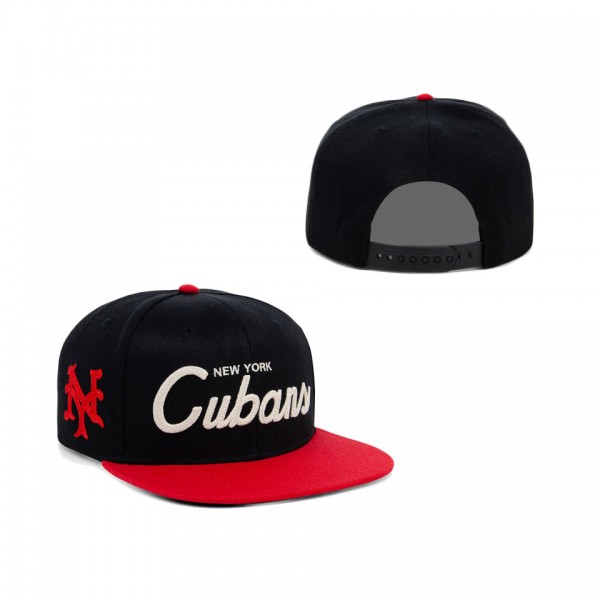 Men's New York Cubans Rings & Crwns Black Red Snapback Hat